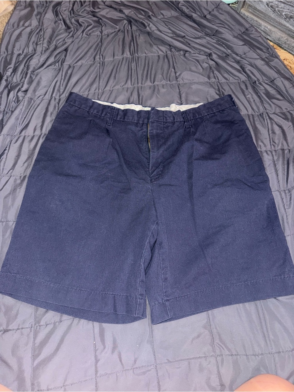 Men's Flat Front Navy Cotton Shorts